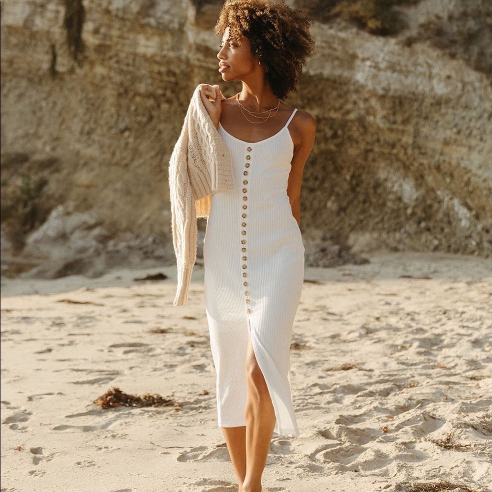 Solai the Label white knit midi dress